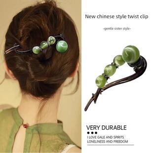 高端水钻珠一字扭夹2025新风格发夹大发量在头的后面发夹头饰