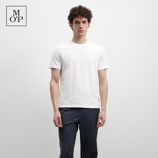 MOP夏季 Polo 新款 纯棉圆领植绒logo宽松短袖 上衣 Marc T恤男士