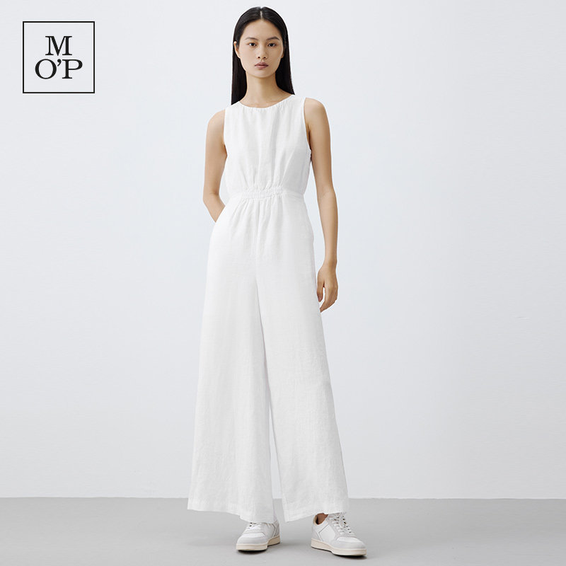Marc O'Polo/MOP 2024夏季新款亚麻无袖长款阔腿休闲宽松连体裤女