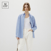 女士 MOP Marc 时尚 Polo 新款 衬衫 春季 纯棉休闲条纹宽松廓形长袖