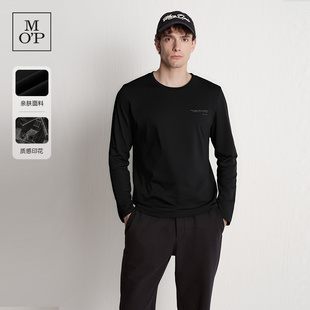 Marc O'Polo/MOP2025冬季新款经典后背大印花棉氨混纺长袖T恤男士