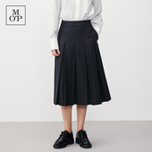 100%绵羊毛 MOP冬季 Marc Polo 新款 静奢风百褶半身裙女半裙