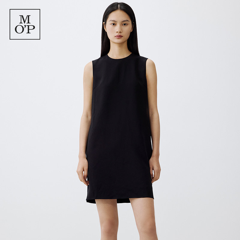 Marc O'Polo/MOP 2025夏季新款V领无袖黑色简约短款连衣裙子女士图片