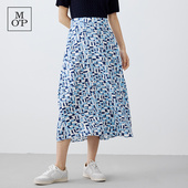 Polo Marc MOP高腰中长裙印花浪漫风半身裙中腰设计感几何图案