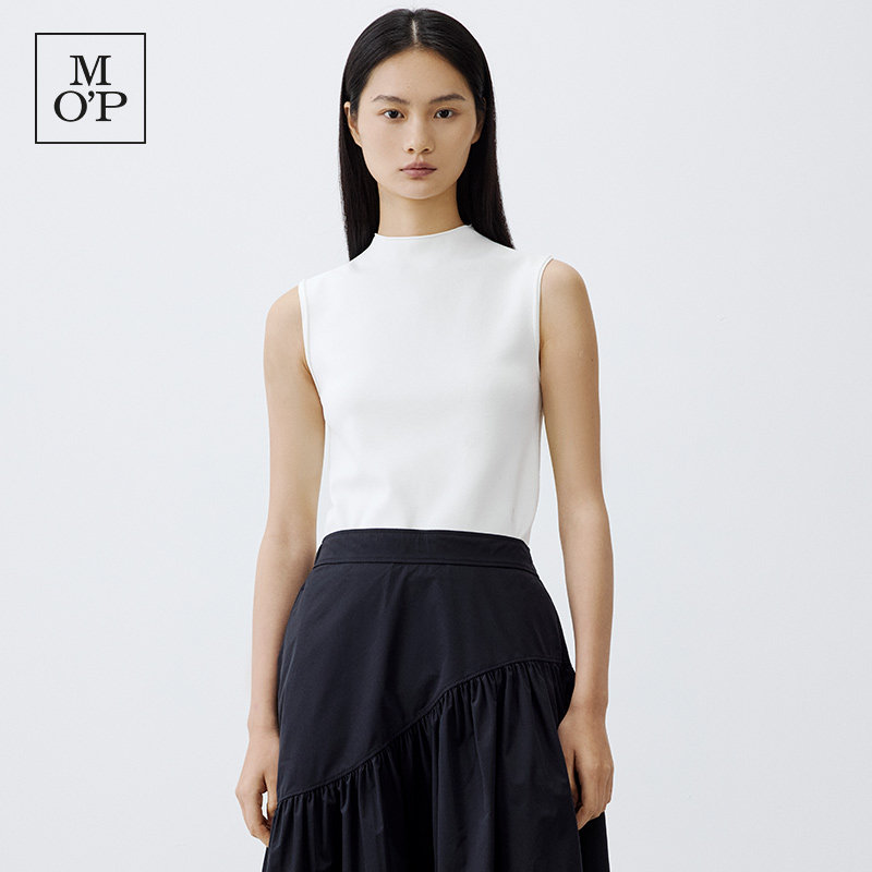 Marc O'Polo/MOP夏季新款时尚半高领卷边无袖休闲内搭针织衫女士