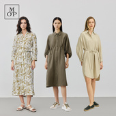 裙天丝夏季 Marc 翻领宽松型A字裙 MOP长袖 休闲印花衬衫 Polo