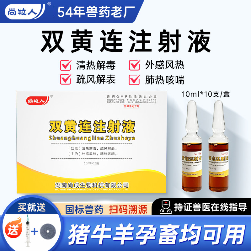 双黄连注射液兽用针剂猪牛羊猫狗兔宠物清热解毒咳嗽感冒正品兽药图片