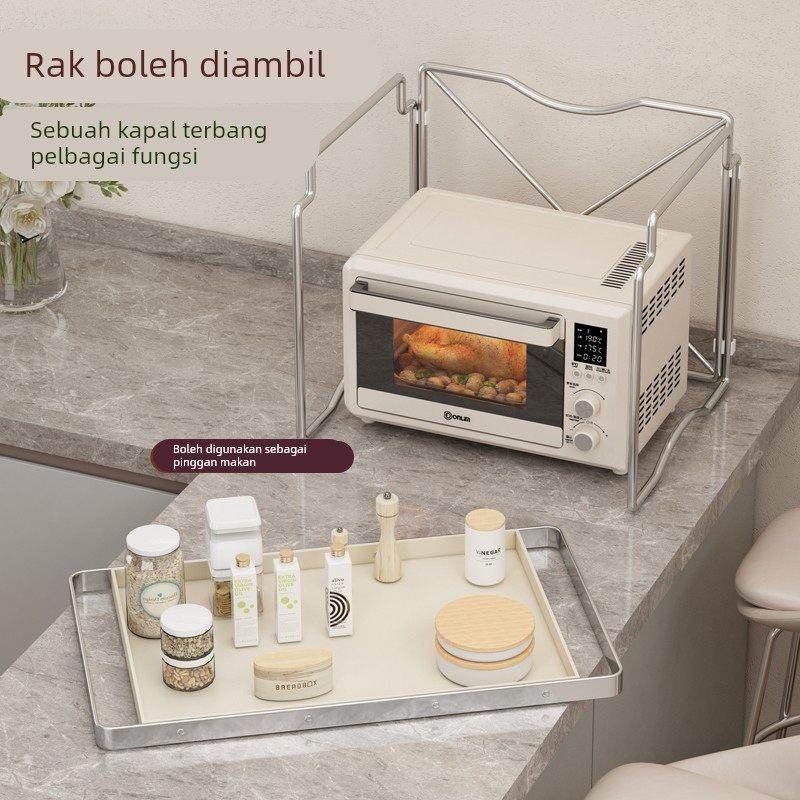 厨房置物架台面储物架双层烤箱ins微波炉架子桌面收纳架用品家用