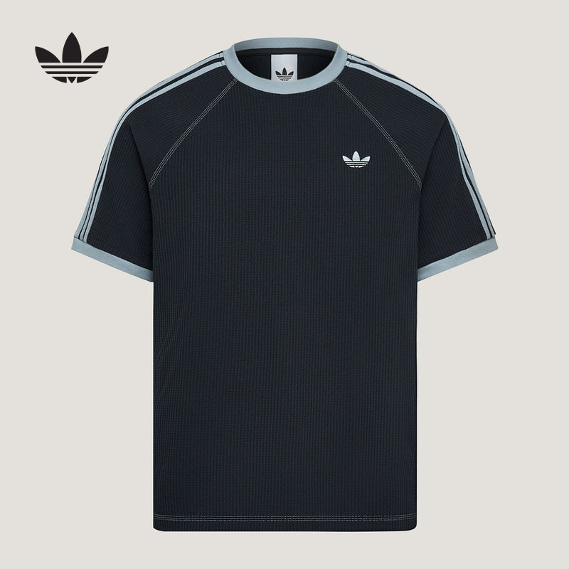 adidas阿迪达斯三叶草中性宽松休闲运动短袖华夫格加州T恤 KT7785