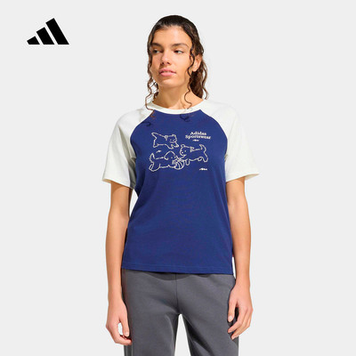 adidas阿迪达斯Panda Chill图案纯棉休闲短袖2026夏女T恤 KG7683