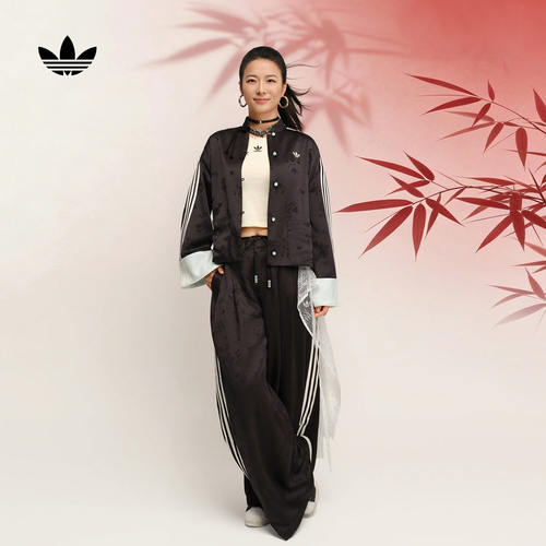 adidas阿迪达斯三叶草新中式提花宽松运动裤夏女梭织长裤 KY5747
