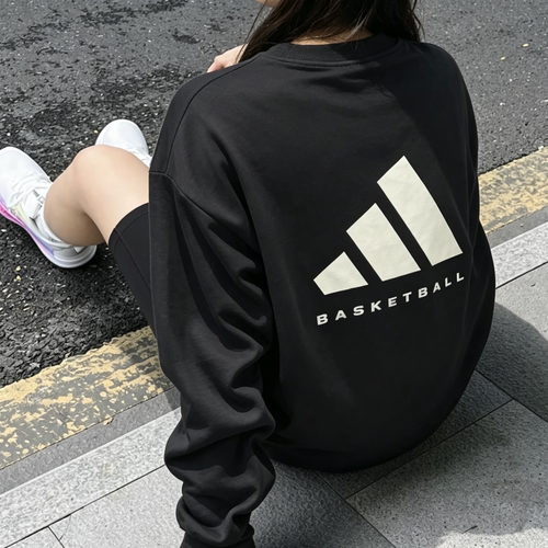 adidas阿迪达斯男女同款休闲简约篮球运动棉质宽松长袖T恤JX5580