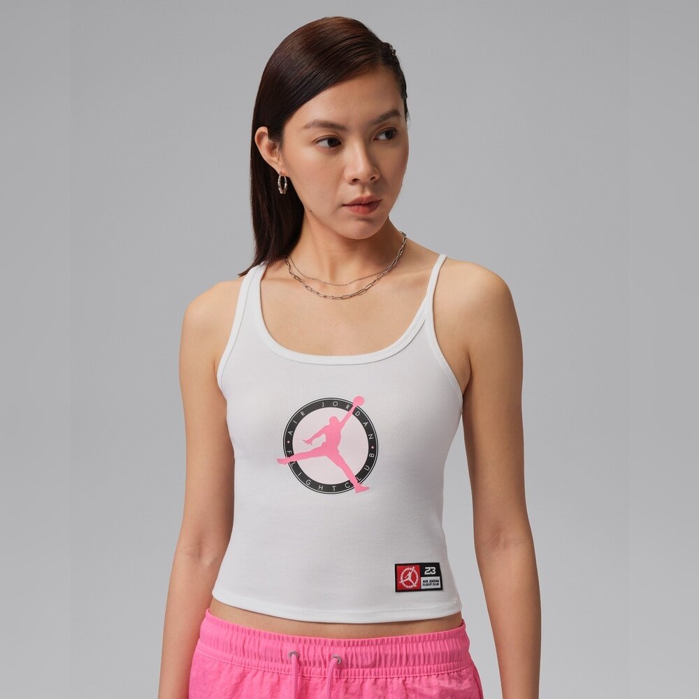 NIKE耐克Jordan女子紧身个性胸前丝网印刷图案针织背心IH3832-100