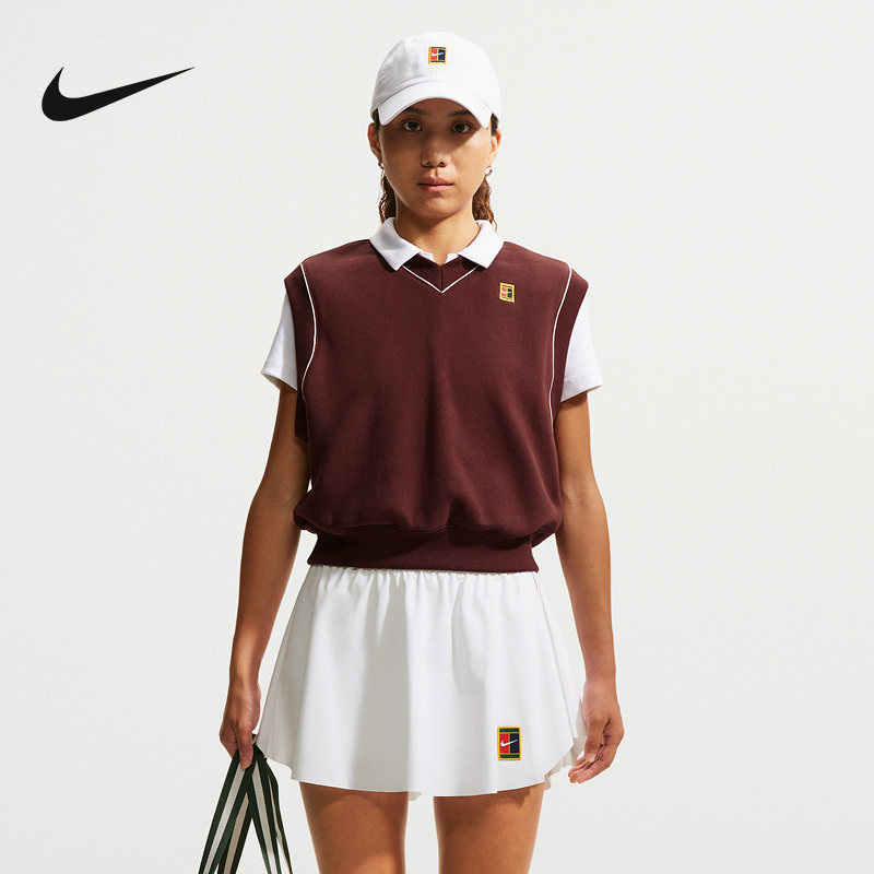 NIKE耐克女子运动背心秋Court拉绒保暖柔软亲肤网球衣 IM9417-658