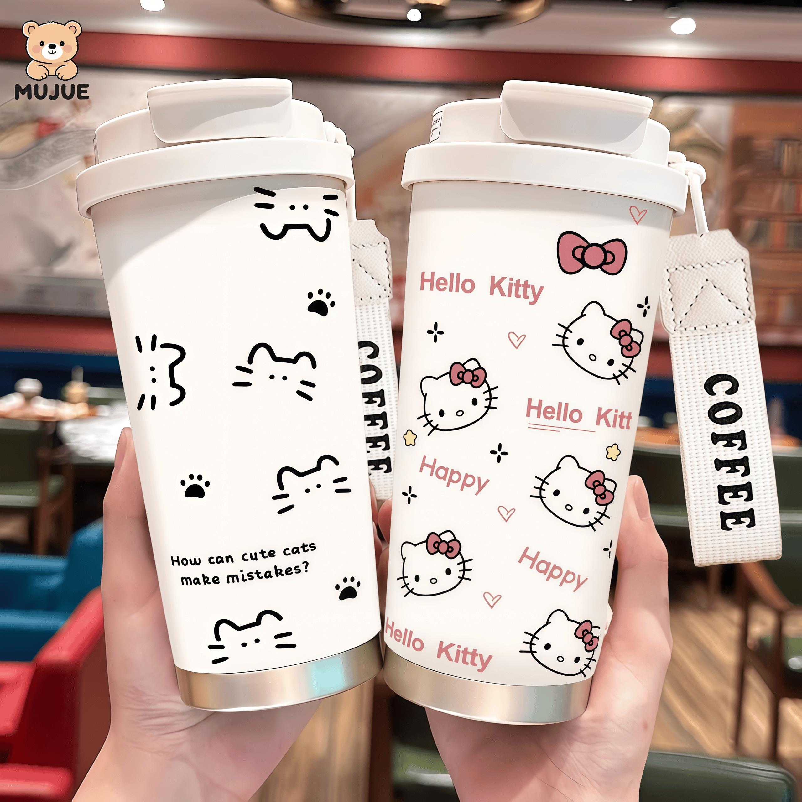 日本可爱Kitty猫夏季保冷保温杯女生可携式316不锈钢大容量吸管杯