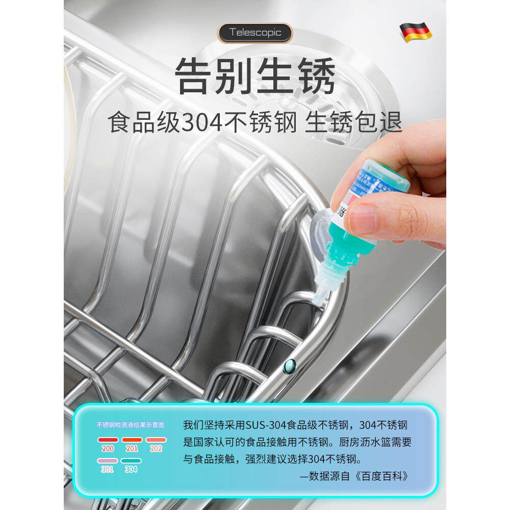 德国EA水槽水篮沥沥水架厨房水架池Y-62置物架碗盘碟收纳不锈钢碗