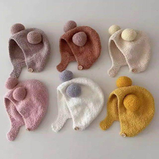 【婴儿护耳帽】ins洋派秋冬季毛绒保暖小月龄宝宝撞色双球帽子冬,服饰配件/皮带/帽子/围巾,帽子,淘宝优惠券,粉丝福利购,淘宝优惠卷