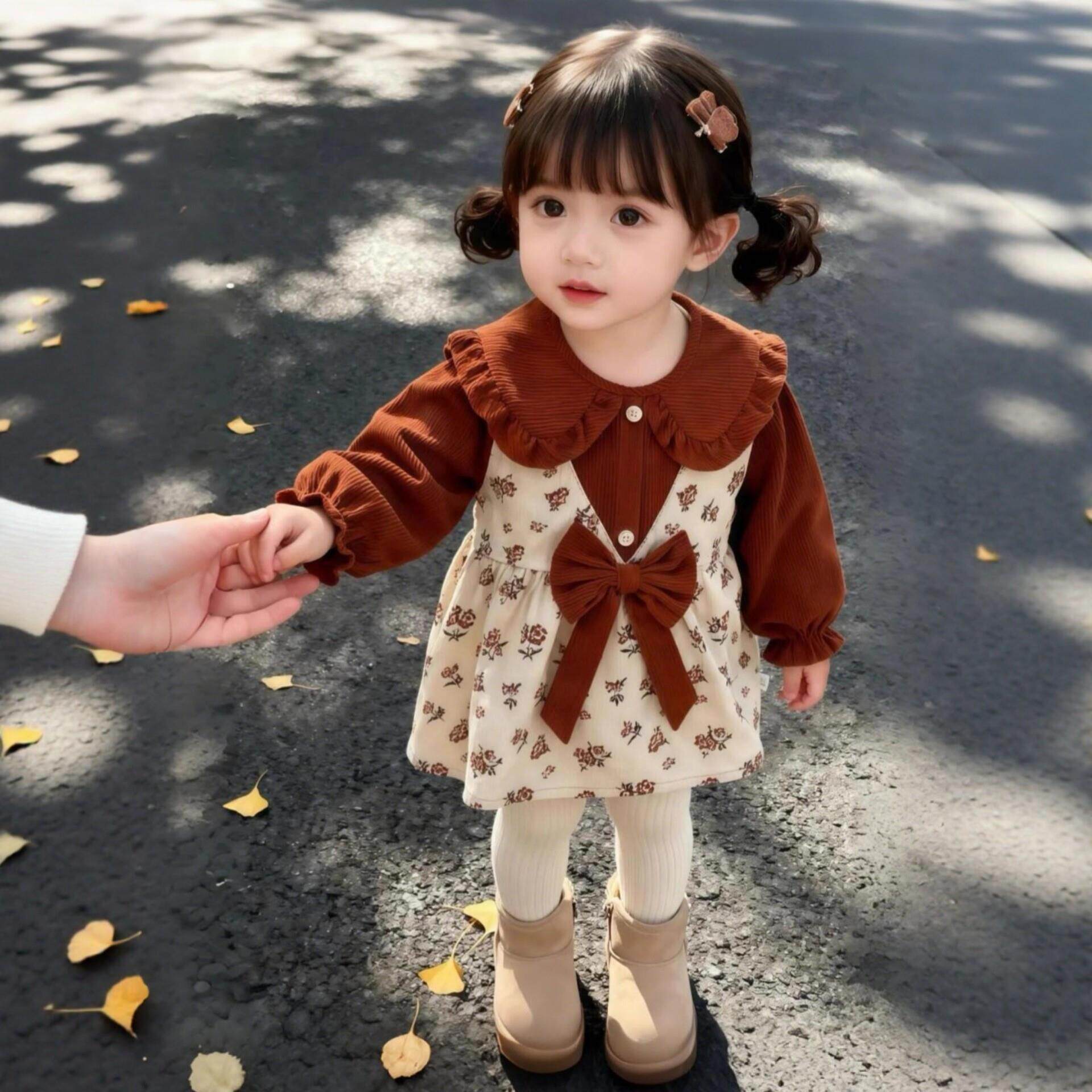 外穿防脏罩衣灯芯绒防水防脏宝宝洋气公主裙羽绒服反穿衣围裙