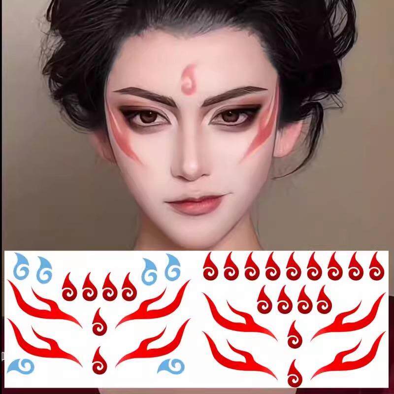 哪咤纹身贴额头贴眉心贴汉服古装敖丙眉心卡通圣诞节贴脸贴纸