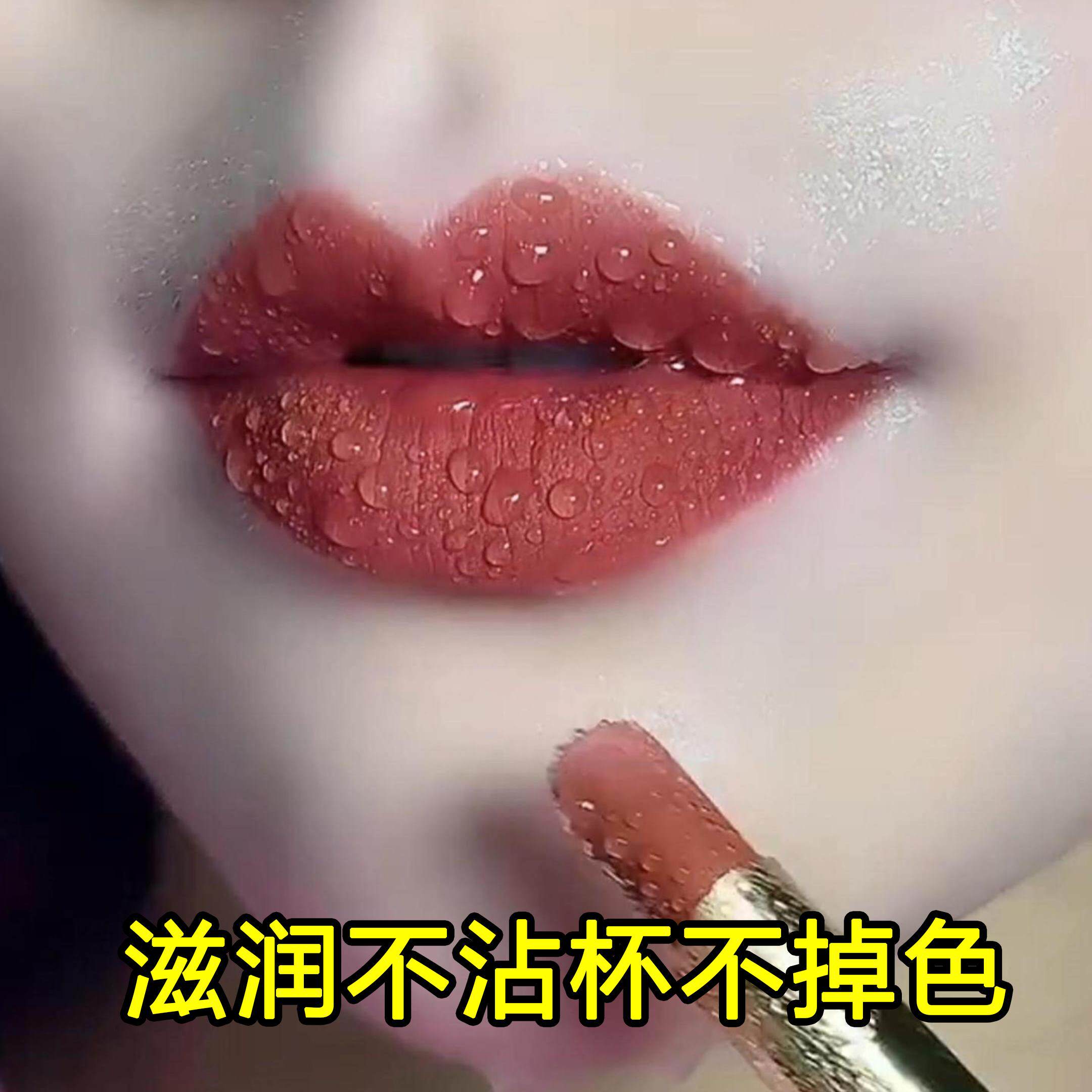 不沾杯不掉色持久水润自然显白防水防汗肉桂豆沙红棕色唇釉口红