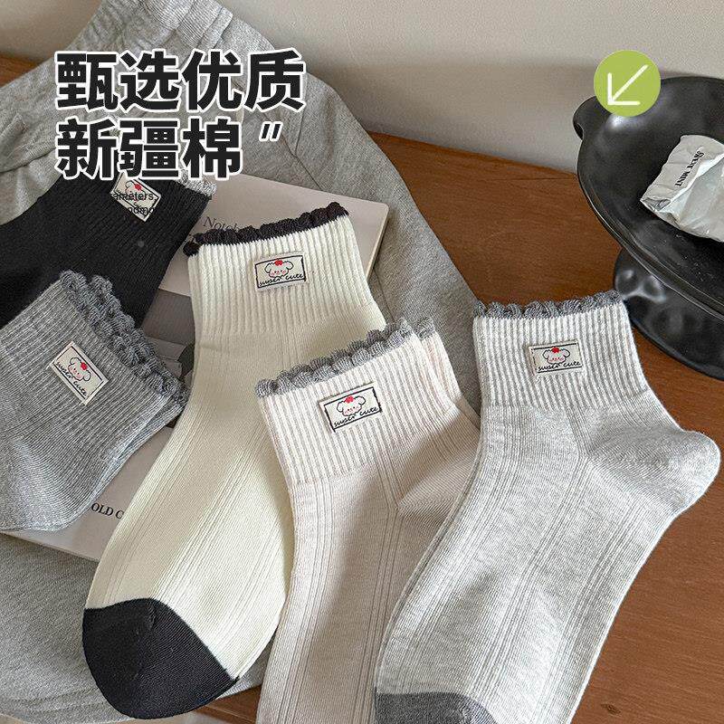 无骨袜子春夏薄款低短筒袜花帮边布标个女性insSOZ潮女夏季短袜