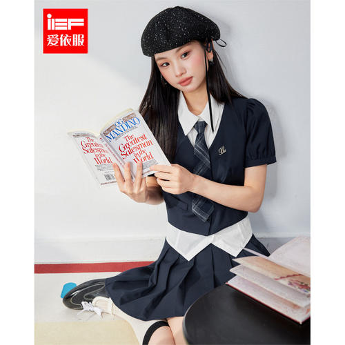 IEF/爱依服2026夏季新款美式时尚学院风减龄上下套裙