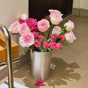 醒花桶铝桶深水鲜花养花桶家用花店专用插花桶花瓶摆件客厅轻奢