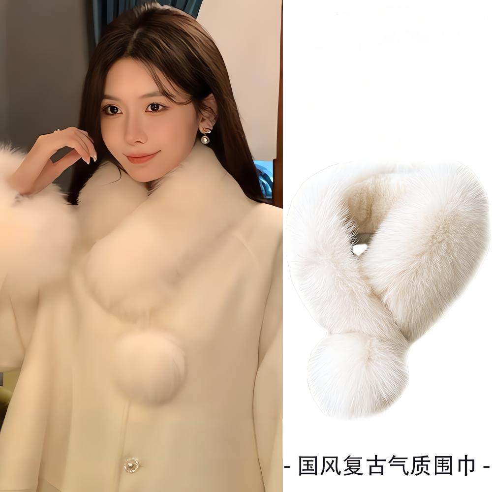 冬日温柔氛围感~新中式毛绒围巾皮草高端大气保暖围脖女2025新款