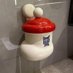 小靴子洗脸巾收纳盒带盖置物架壁挂式免打孔卫生间浴室多功能可爱