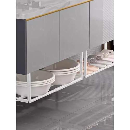 洗脸盆收纳架可伸缩浴室柜下置物架卫生间悬挂洗漱台免打孔托架子