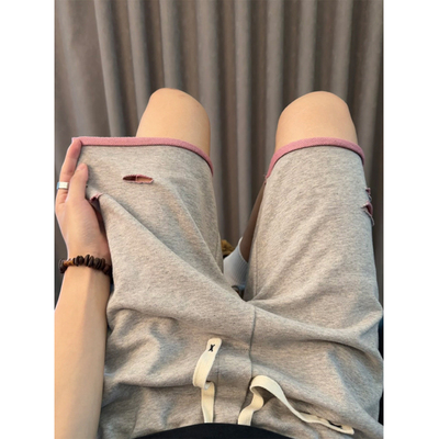 美式街头卷边撞色短裤男