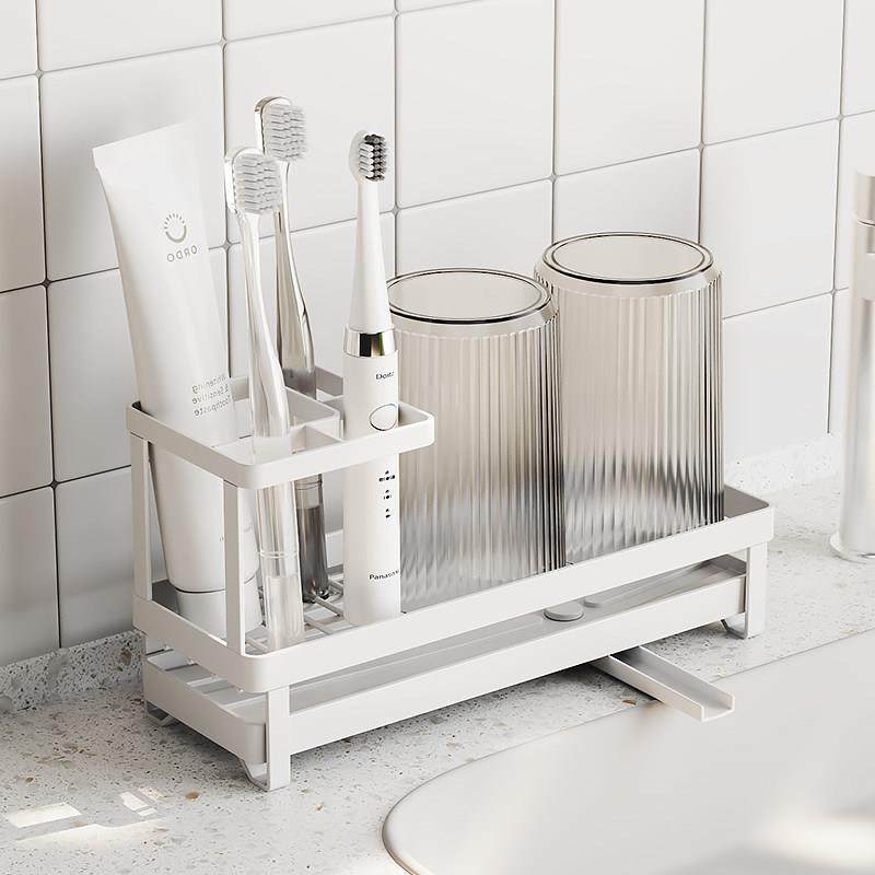 牙刷置物架化妆室牙杯台面式导水管电动牙刷架子倒扣洗漱杯牙刷座