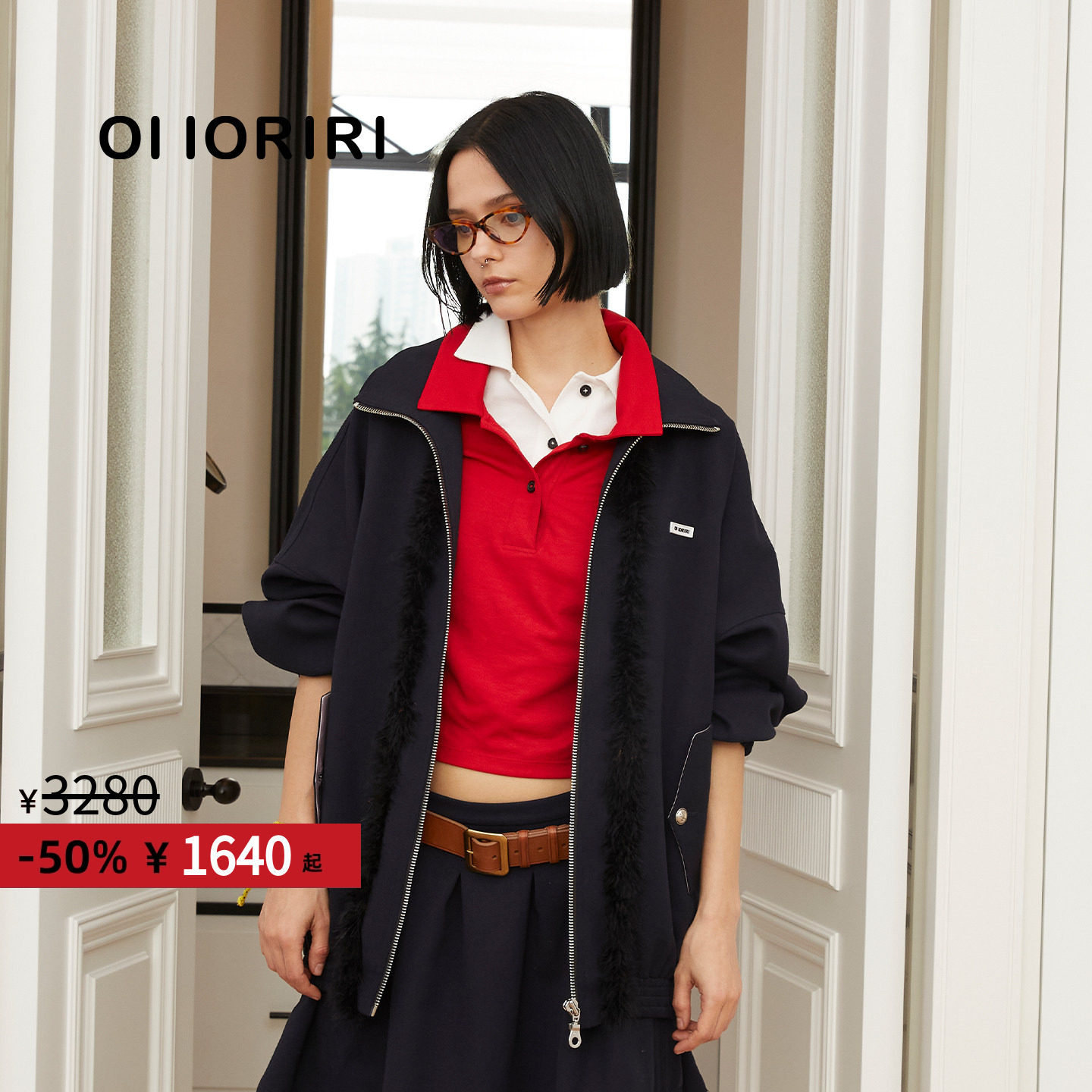 OIIORIRI复古毛毛拉链夹克