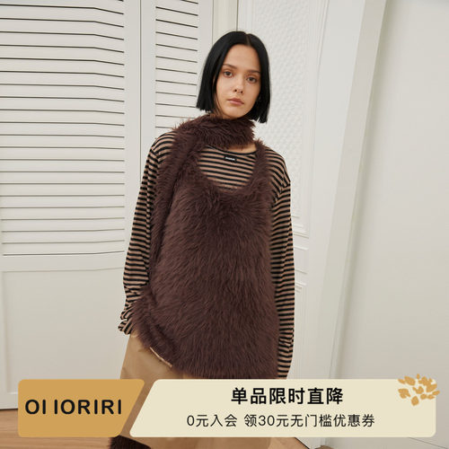 OIIORIRI皮草纱U领背心