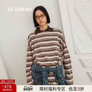 【3折限时福利款】OIIORIRI 廓形落肩袖条纹长袖T恤条纹打底衫