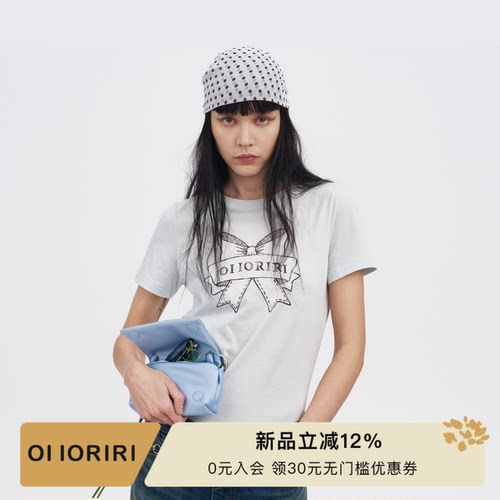 OIIORIRI蝴蝶结印花短袖T