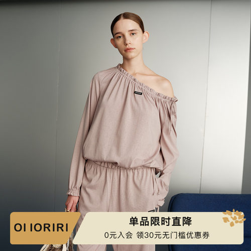 OIIORIRI抽绳斜肩上衣