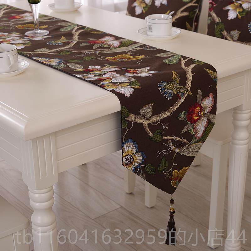 新款中式桌旗 欧美式桌条具茶几旗旗垫 现代红木餐家纯棉床布艺餐