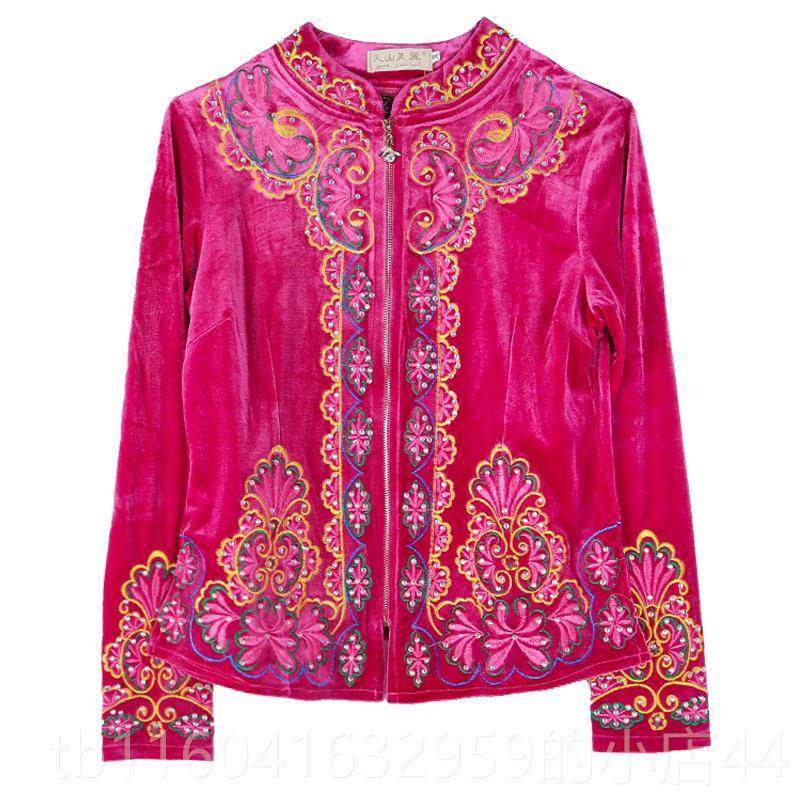 新款新疆女舞蹈演出服维族服装金丝绒上衣广族场舞蹈民服饰外春秋