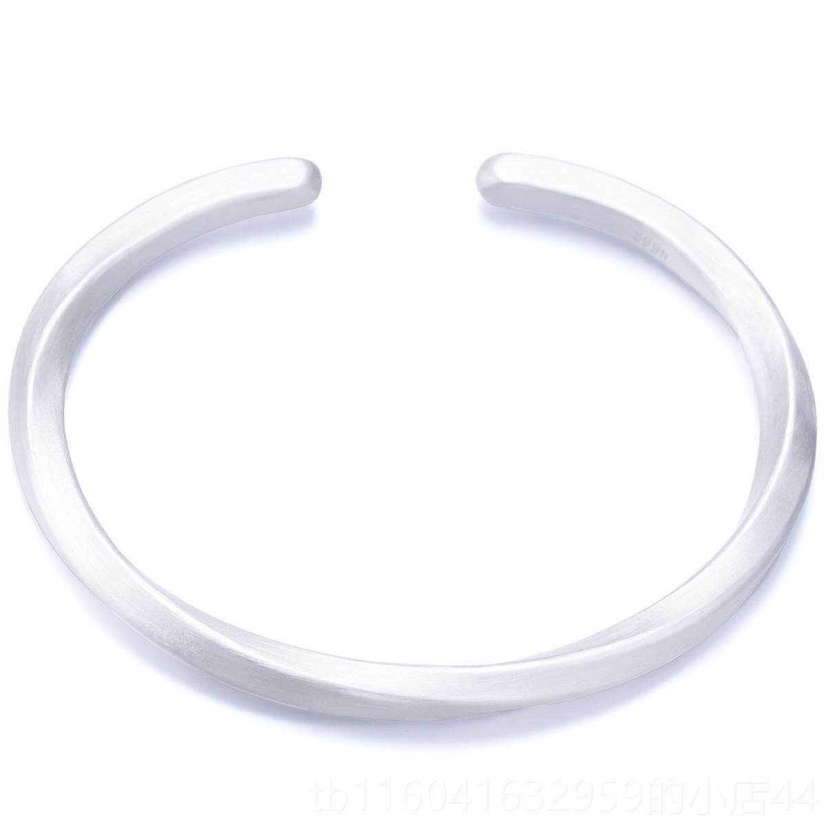 新款手纯手镯子男古女999莫比乌斯法白银环情侣开口刻字情人节银