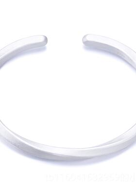 新款手纯手镯子男古女999莫比乌斯法白银环情侣开口刻字情人节银