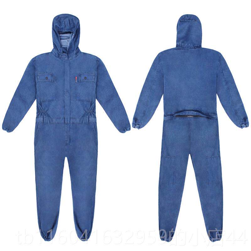 新款连体作服牛仔纯棉防烫尘套装春秋男女电汽修喷漆机焊工修防劳