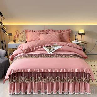轻奢.高端床 夹加厚冬季 正品 纯棉床裙四件套100全棉18床被上套裙款