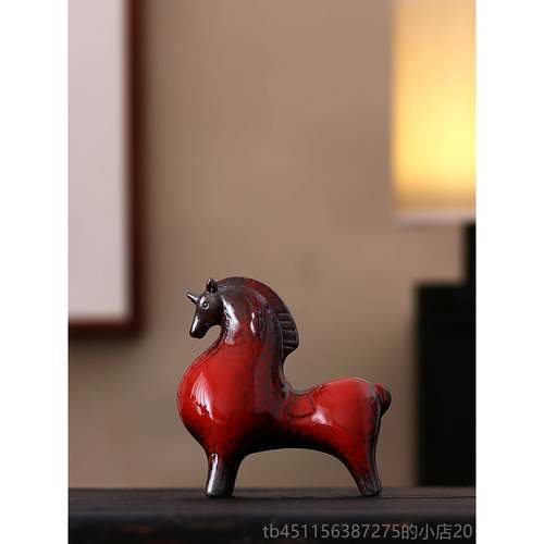 高档购产品陶瓷红马饰品，引财富，客厅，酒柜书房吸装饰，办公室