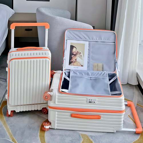 正品新款侧开 盖箱宽拉杆深行李箱大容量仓旅行可女20寸登机PC拉