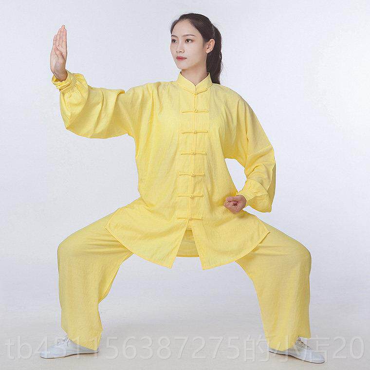 高档2赛025年春秋棉麻太极服长袖夏中老年练武功术服女比男太极拳