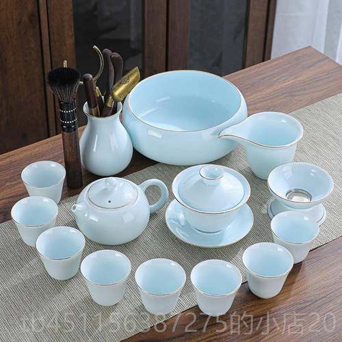 正品智影青白茶瓷典功夫茶具套家装整套用办公室会客中式泡茶壶盖