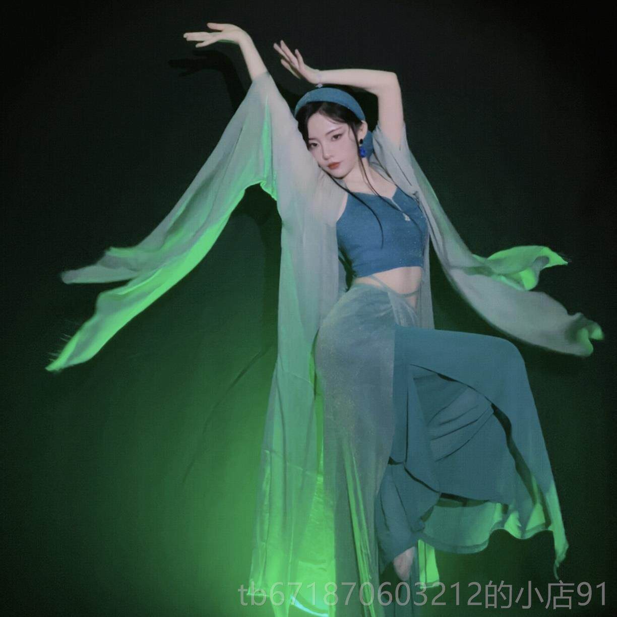 高档典舞表演服舞装改进型，青蛇白蛇性感表演，韵优雅古体纱布外