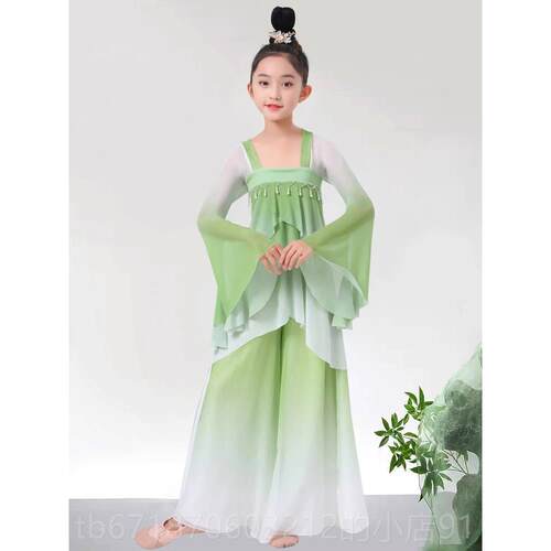 高档儿童舞蹈服古仙舞飘典逸功纱衣中国风练服扇子舞身韵女童超演