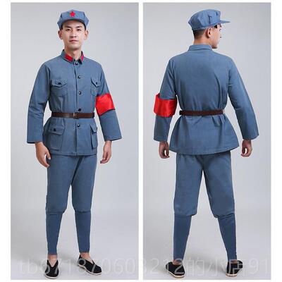 正品红军演出服人八路军衣服长粗棉麻新四军布舞台合成唱舞蹈征服